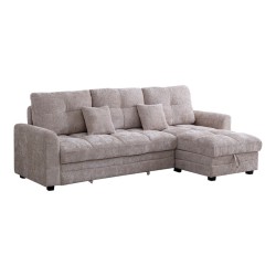 Γωνιακός αναστρέψιμος καναπές κρεβάτι Comfie  με αποθηκευτικό χώρο μπεζ ύφασμα 260x156x98εκ