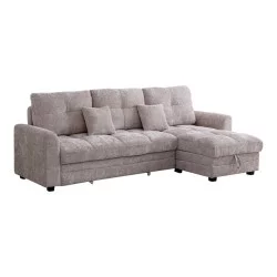 Γωνιακός αναστρέψιμος καναπές κρεβάτι Comfie  με αποθηκευτικό χώρο μπεζ ύφασμα 260x156x98εκ