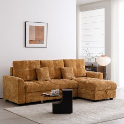 Γωνιακός αναστρέψιμος καναπές κρεβάτι Comfie  με αποθηκευτικό χώρο camel ύφασμα 267x159x97εκ