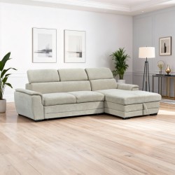 Γωνιακός καναπές-κρεβάτι αριστερή γωνία Dreamora  με αποθηκευτικό χώρο ύφασμα μπεζ 270x167x82εκ