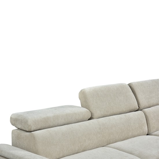 Γωνιακός καναπές-κρεβάτι αριστερή γωνία Dreamora  με αποθηκευτικό χώρο ύφασμα μπεζ 270x167x82εκ