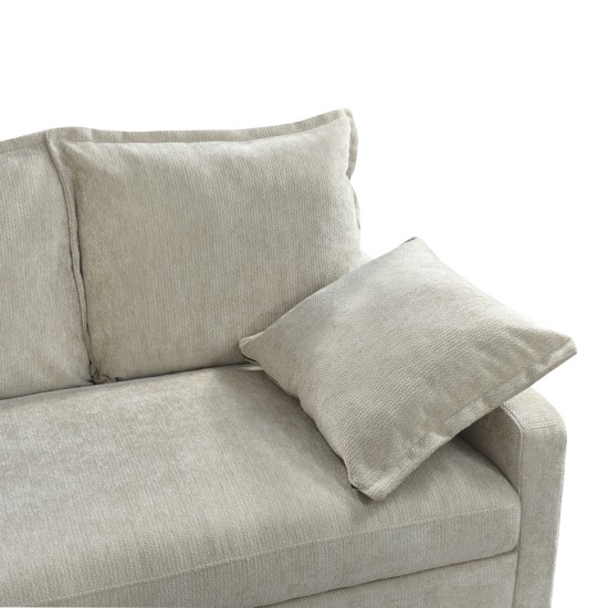 Γωνιακός καναπές κρεβάτι Lounivo  ύφασμα μπεζ 215x215x84εκ