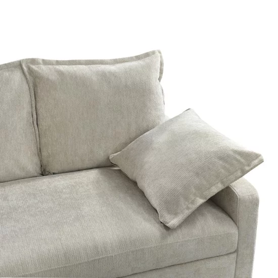 Γωνιακός καναπές κρεβάτι Lounivo  ύφασμα μπεζ 215x215x84εκ