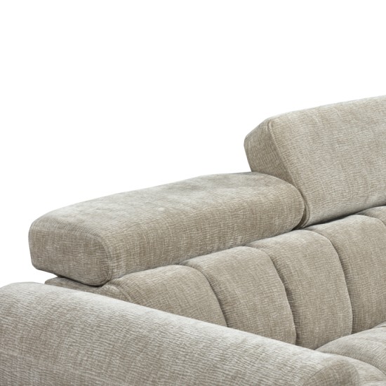 Γωνιακός καναπές-κρεβάτι αριστερή γωνία Nuvora  με αποθηκευτικό χώρο μπεζ ύφασμα 244x225x79εκ