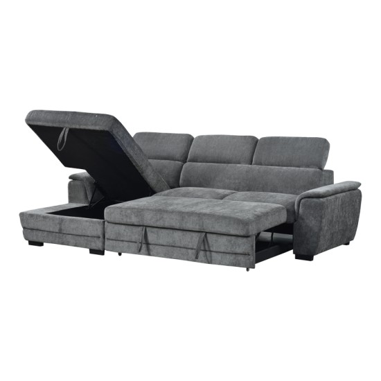 Γωνιακός καναπές-κρεβάτι δεξιά γωνία Dreamora  με αποθηκευτικό ύφασμα ανθρακί 270x167x82εκ