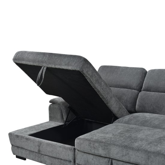 Γωνιακός καναπές-κρεβάτι δεξιά γωνία Dreamora  με αποθηκευτικό ύφασμα ανθρακί 270x167x82εκ