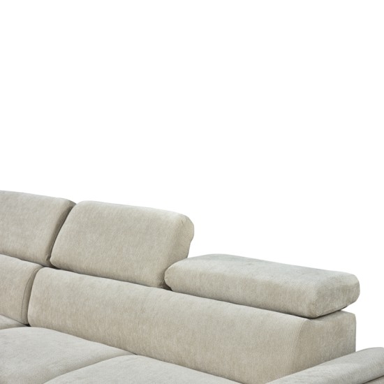 Γωνιακός καναπές-κρεβάτι δεξία γωνία Dreamora  με αποθηκευτικό ύφασμα μπεζ 270x167x82εκ