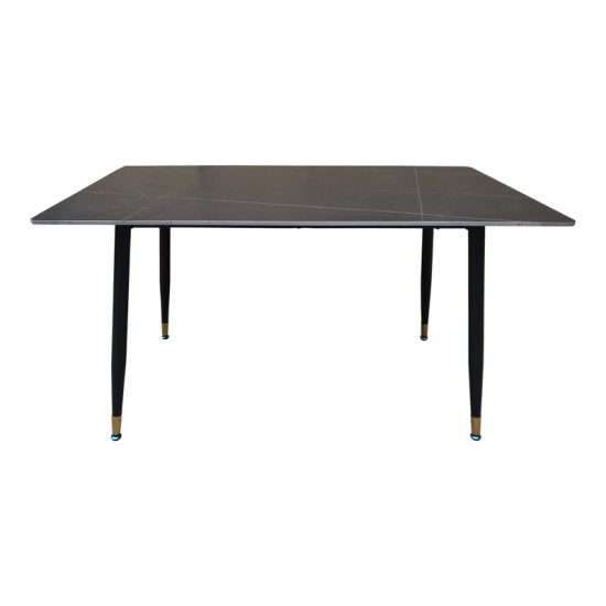 Τραπέζι Pembe  sintered stone μαύρη όψη μαρμάρου με μαύρα μεταλλικά πόδια 140x80x75εκ