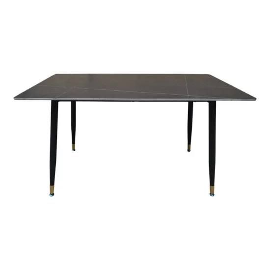 Τραπέζι Pembe  sintered stone μαύρη όψη μαρμάρου με μαύρα μεταλλικά πόδια 140x80x75εκ