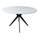 Τραπέζι Orbital  sintered stone λευκή όψη μαρμάρου με μαύρα μεταλλικά πόδια Φ120x76εκ
