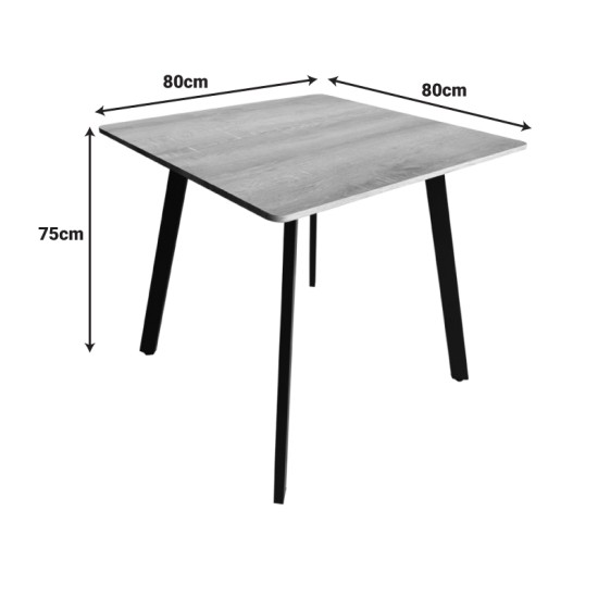 Τραπέζι Squaro  καρυδί mdf με μαύρα μεταλλικά πόδια 80x80x75εκ