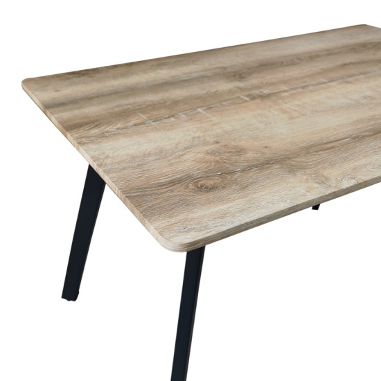 Τραπέζι Squaro  sonoma mdf με μαύρα μεταλλικά πόδια 120x70x75εκ