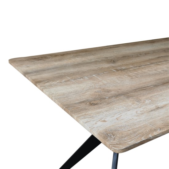 Τραπέζι Ezali  sonoma mdf με μαύρα μεταλλικά πόδια 160x90x75εκ