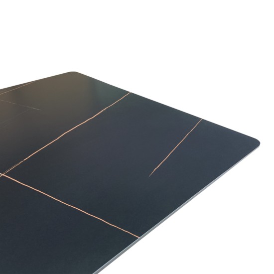 Τραπέζι Mapele  μαύρη όψη μαρμάρου με μαύρα μεταλλικά πόδια 180x90x75εκ