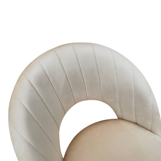 Καρέκλα Lovingo  βελούδο μπεζ με μεταλλικά πόδια σε φυσική απόχρωση 50x47x85.5εκ