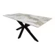 Τραπέζι Bethan  sintered stone-μέταλλο λευκό μαρμάρου-μαύρο 160x80x75εκ