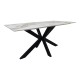 Τραπέζι Bethan  sintered stone-μέταλλο λευκό μαρμάρου-μαύρο 160x80x75εκ