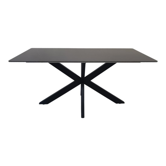 Τραπέζι Bethan  sintered stone-μέταλλο μαύρο μαρμάρου-μαύρο 160x80x75εκ