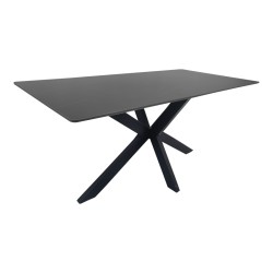 Τραπέζι Bethan  sintered stone-μέταλλο μαύρο μαρμάρου-μαύρο 160x80x75εκ