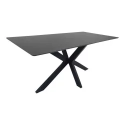 Τραπέζι Bethan  sintered stone-μέταλλο μαύρο μαρμάρου-μαύρο 160x80x75εκ
