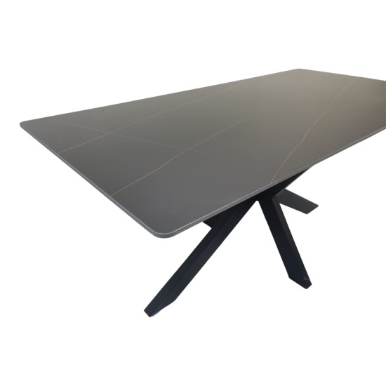 Τραπέζι Bethan  sintered stone-μέταλλο μαύρο μαρμάρου-μαύρο 160x80x75εκ