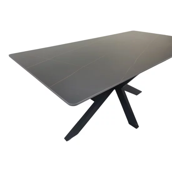 Τραπέζι Bethan  sintered stone-μέταλλο μαύρο μαρμάρου-μαύρο 160x80x75εκ
