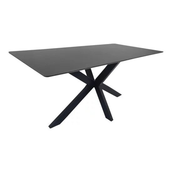 Τραπέζι Bethan  sintered stone-μέταλλο μαύρο μαρμάρου-μαύρο 160x80x75εκ