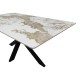 Τραπέζι Bethan  sintered stone-μέταλλο λευκό μαρμάρου-μαύρο 180x90x75εκ