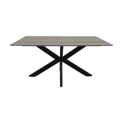 Τραπέζι Bethan  sonoma με γκρι mdf και μαύρο μέταλλο 160x80x75εκ