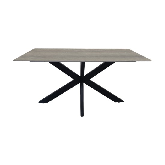 Τραπέζι Bethan  sonoma με γκρι mdf και μαύρο μέταλλο 160x80x75εκ