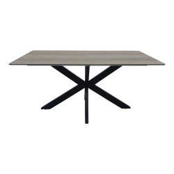 Τραπέζι Bethan  sonoma με γκρι mdf και μαύρο μέταλλο 180x90x75εκ