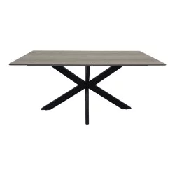 Τραπέζι Bethan  sonoma με γκρι mdf και μαύρο μέταλλο 180x90x75εκ