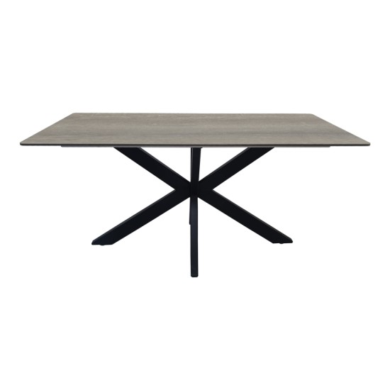 Τραπέζι Bethan  sonoma με γκρι mdf και μαύρο μέταλλο 180x90x75εκ