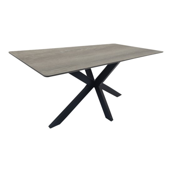 Τραπέζι Bethan  sonoma με γκρι mdf και μαύρο μέταλλο 180x90x75εκ