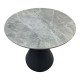 Τραπέζι Flenada  sintered stone σε γκρι όψη μαρμάρου με μαύρη μεταλλική βάση Φ80x76εκ