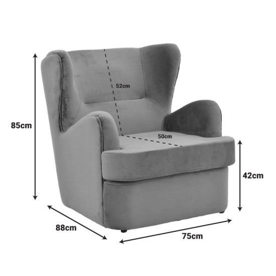 Πολυθρόνα Regalo  βελούδο σε λευκή απόχρωση 75x88x85εκ Πολυθρόνα Regalo  βελούδο σε λευκή απόχρωση 75x88x85εκ