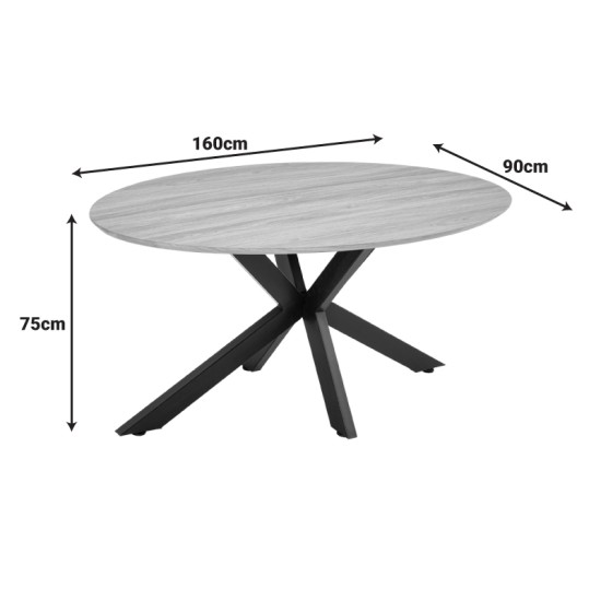 Τραπέζι Makrey  μαύρο mdf- μεταλλικά πόδια 160x90x75εκ