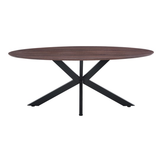 Τραπέζι Makrey  καρυδί mdf- μαύρα μεταλλικά πόδια 180x90x75εκ
