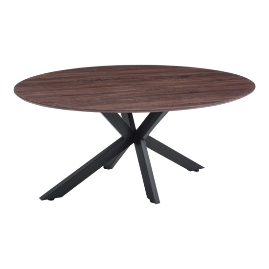 Τραπέζι Makrey  καρυδί mdf- μαύρα μεταλλικά πόδια 180x90x75εκ