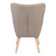 Πολυθρόνα-μπερζέρα Gerlina  γκρι-μπεζ ύφασμα με πόδι σε φυσική απόχρωση 71x64x94εκ