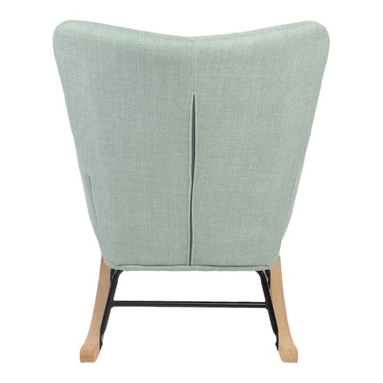 Κουνιστή πολυθρόνα Jianna  μέντα ύφασμα με πόδι σε φυσική απόχρωση 79x64x89εκ