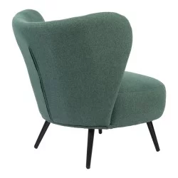 Πολυθρόνα Nagreta  πράσινο ύφασμα με μεταλλικό πόδι σε μαύρη απόχρωση 77x73x74εκ