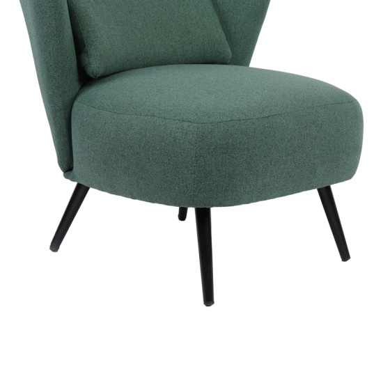 Πολυθρόνα Nagreta  πράσινο ύφασμα με μεταλλικό πόδι σε μαύρη απόχρωση 77x73x74εκ