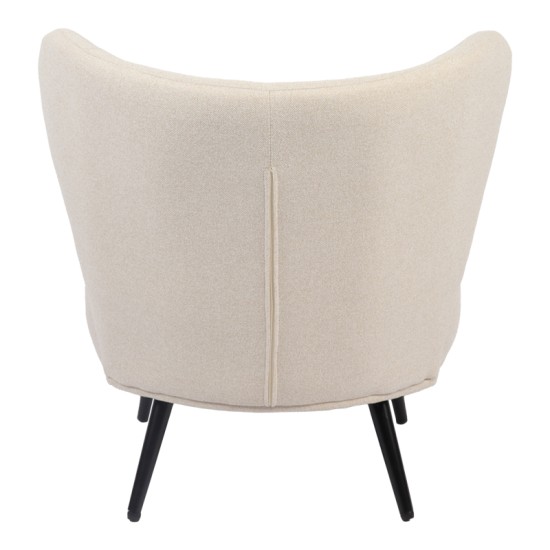 Πολυθρόνα Nagreta  κρεμ ύφασμα με μεταλλικό πόδι σε μαύρη απόχρωση 77x73x74εκ