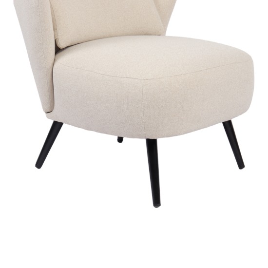 Πολυθρόνα Nagreta  κρεμ ύφασμα με μεταλλικό πόδι σε μαύρη απόχρωση 77x73x74εκ