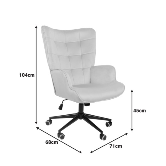 Πολυθρόνα-μπερζέρα Lobima  περιστρεφόμενη κρεμ βελούδο με βάση σε μαύρη απόχρωση 71x68x104εκ