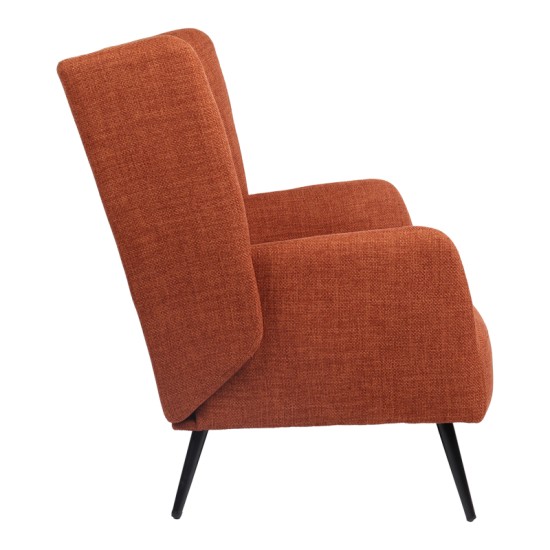 Πολυθρόνα Mareta  terracotta ύφασμα με πόδι σε μαύρη απόχρωση 83x80x99εκ