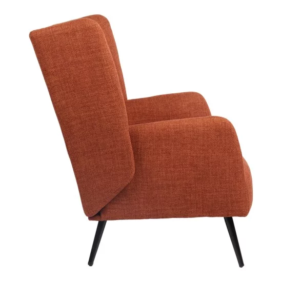 Πολυθρόνα Mareta  terracotta ύφασμα με πόδι σε μαύρη απόχρωση 83x80x99εκ