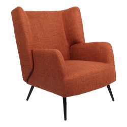 Πολυθρόνα Mareta  terracotta ύφασμα με πόδι σε μαύρη απόχρωση 83x80x99εκ