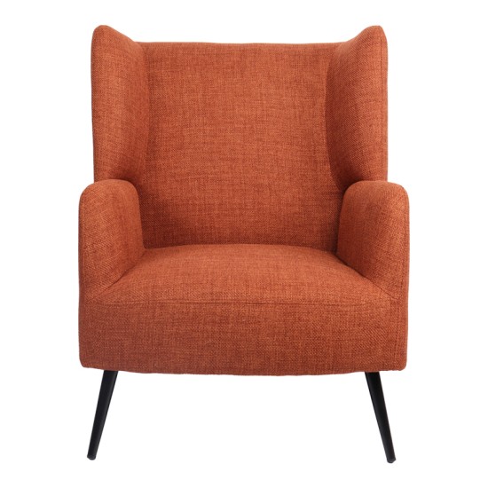 Πολυθρόνα Mareta  terracotta ύφασμα με πόδι σε μαύρη απόχρωση 83x80x99εκ
